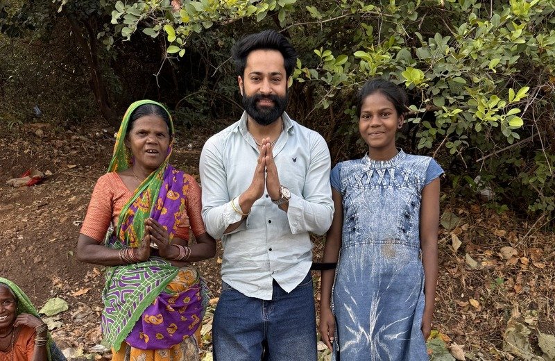 Founder with rural community members supporting natural livelihood and local farmers
