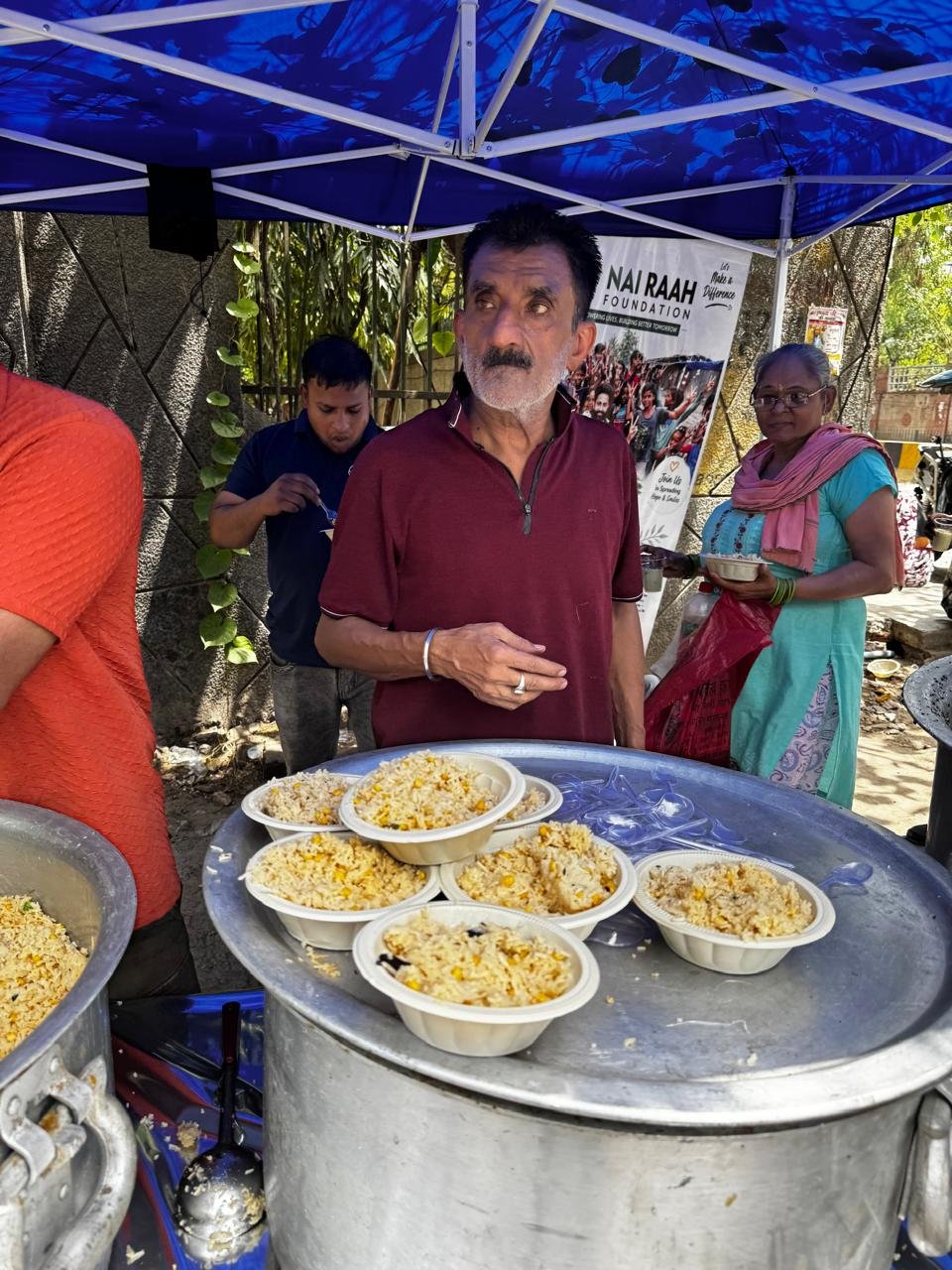 Prepared meal bowls ready for community distribution